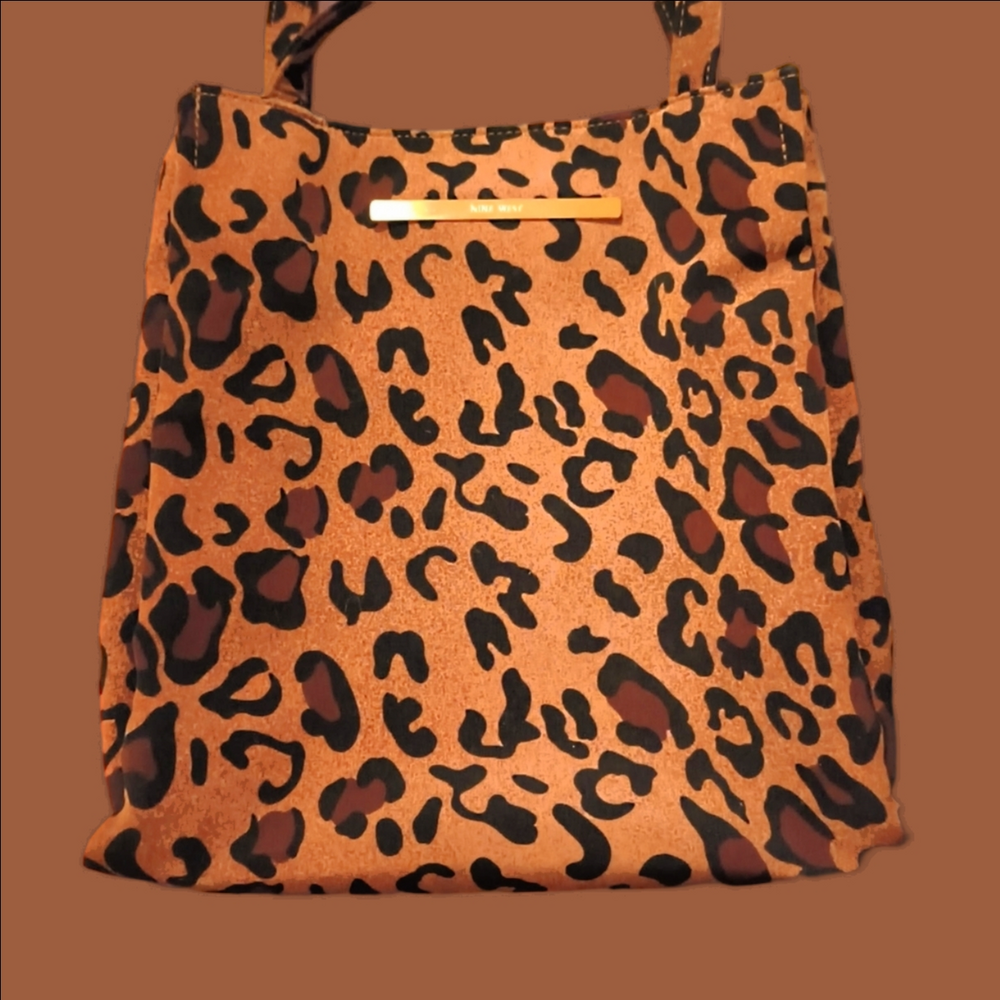 Nine West Leopard-Print Tote in Brown and Black Canvas